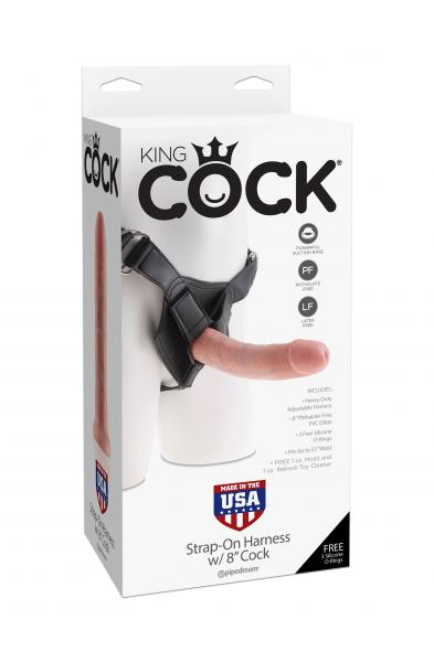 King Cock Strap on Harness With 8 Inch Cock - Flesh