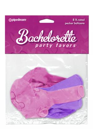 Bachelorette Party Favors - X-Rated Pecker Balloons - Pink and Purple