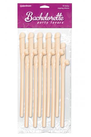 Bachelorette Party Favors - Dicky Sipping Straws - Light - 10 Piece