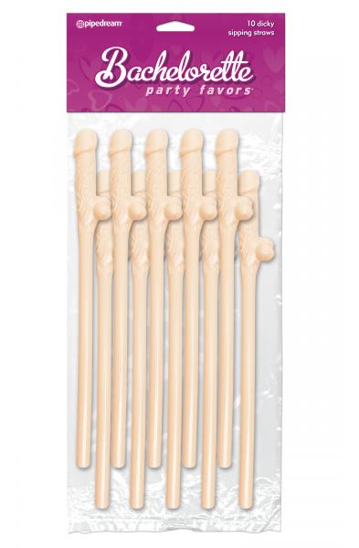 Bachelorette Party Favors - Dicky Sipping Straws - Light - 10 Piece