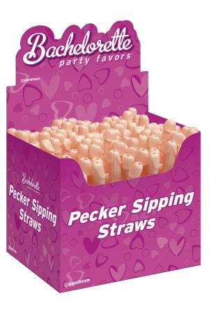 Bachelorette Party Favors - Pecker Sipping Straws  - 144 Piece Display - Light