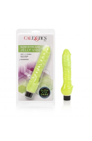 Glow-in-the-Dark Jelly Penis Vibe 7 Inches - Green