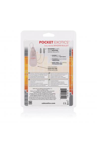 Pocket Exotics Dual Heated Whisper Bullets - Clear