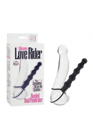 Silicone Love Rider Beaded Dual Penetrator - Black