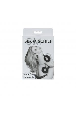 Sex and Mischief Furry Handcuffs - Black