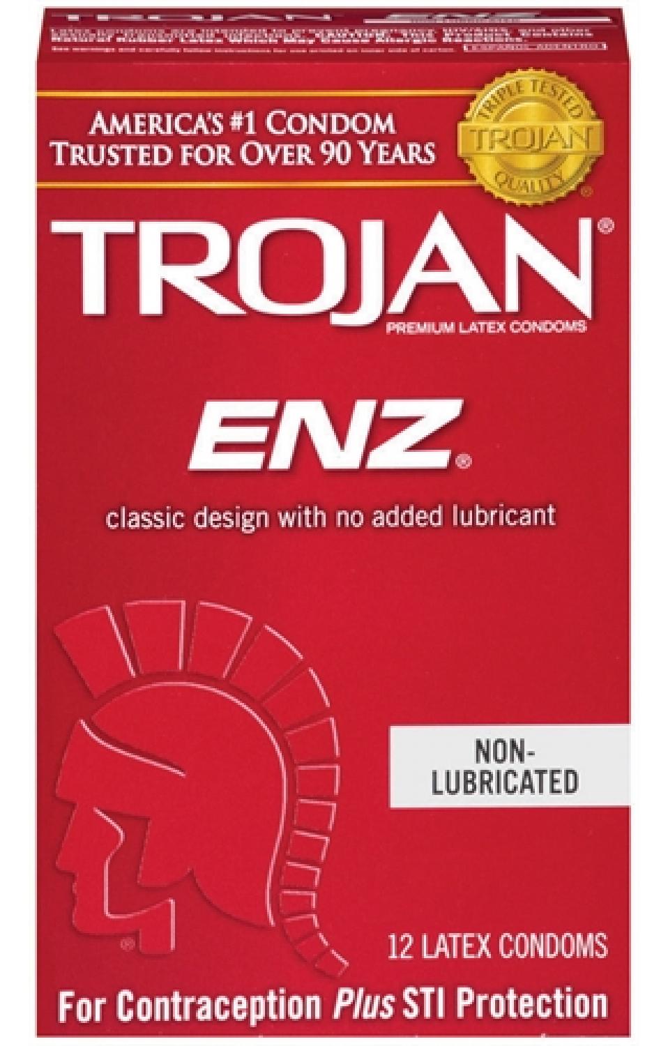 Trojan Enz Non-Lubricated Condoms - 12 Pack.