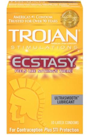 Trojan Stimulations Ultra Ribbed Ecstasy Ultrasmooth - 10 Pack