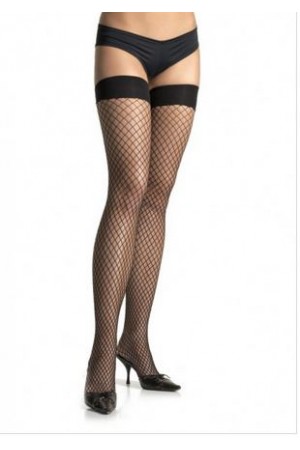 Spandex Industrial Net Thigh Highs - Black