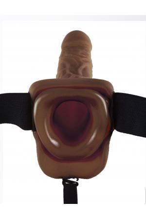 Fetish Fantasy Series 9-Inch Vibrating Hollow Strap-on With Balls - Brown