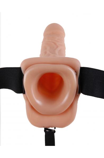 Fetish Fantasy Series 9 Inch Vibrating Hollow Strap-on With Balls - Flesh