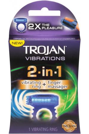 Trojan Vibrations 2-in-1 Vibrating Ring and Finger Massager