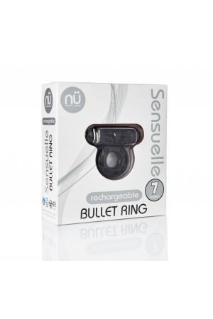Sensuelle 7 Function Rechargeable Bullet Ring -  Black