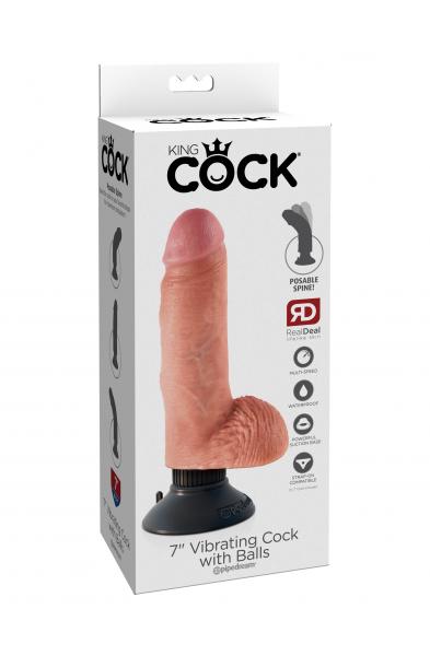 King Cock 7-Inch Vibrating Cock With Balls -  Flesh