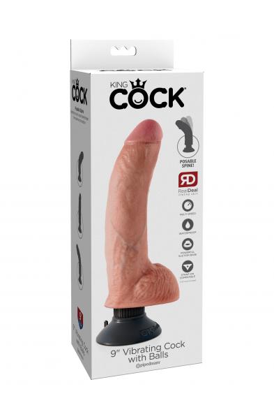 King Cock 9-Inch Vibrating Cock With Balls - Flesh