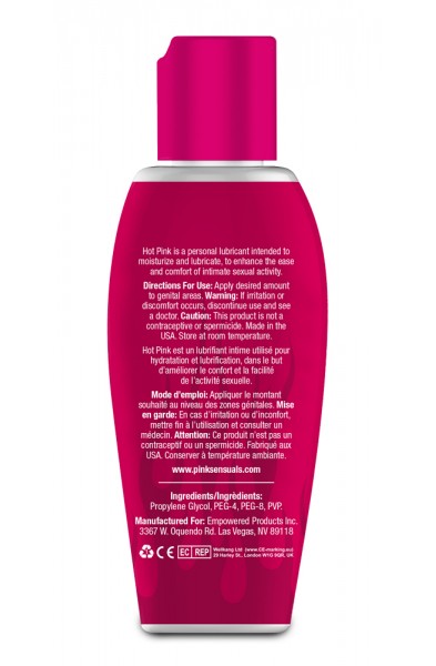 Hot Pink Warming Lubricant for Women - 2.8 Oz. 80 ml