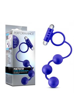 Performance - Penetrator - Anal Beads W/vibrating Cockring - Indigo