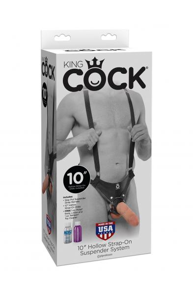 King Cock 10 Inch Hollow Strap-on Suspender  System - Flesh