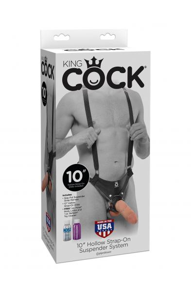 King Cock 10" Hollow Strap-on Suspender System -  Flesh