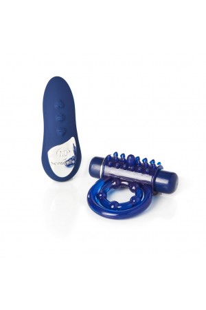 Sensuelle Remote Control 15 Function Rechargeable Bullet Ring - Blue
