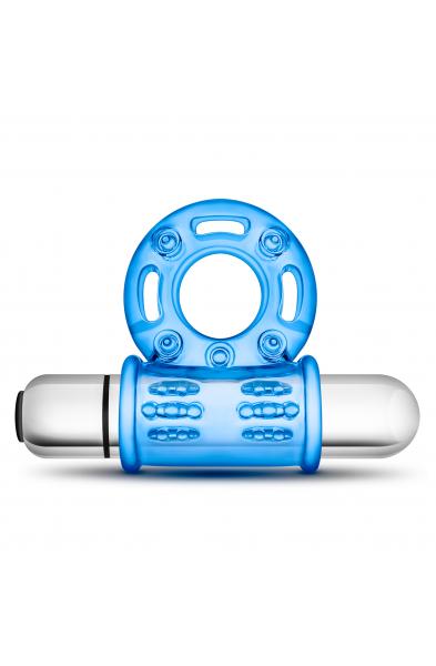 Stay Hard 10 Function Vibrating Bull Ring - Blue