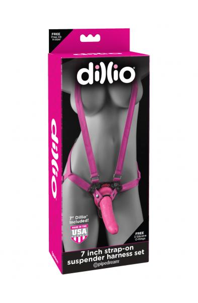 Dillio Pink - 7 Inch Strap-on Suspender Harness  Set