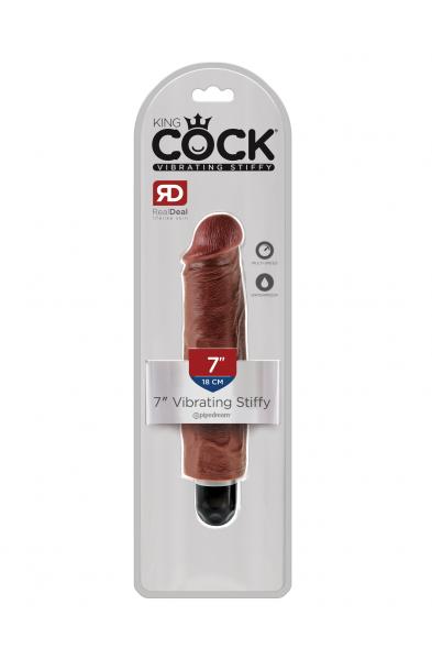 King Cock 7 Inch Vibrating Stiffy - Brown
