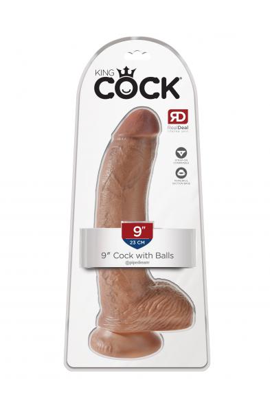 King Cock  9 Inch Cock With Balls - Tan
