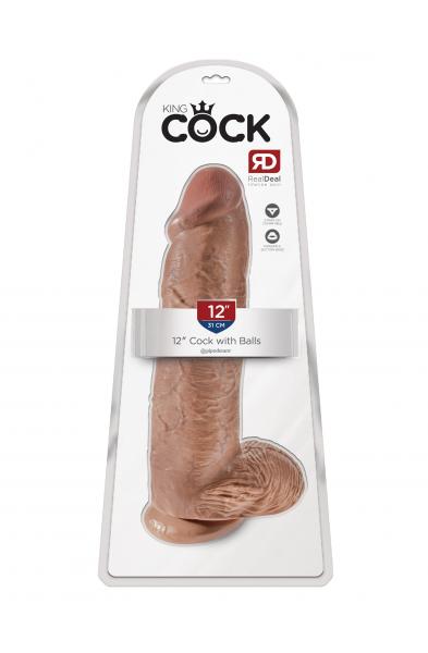 King Cock  12 Inch Cock With Balls - Tan