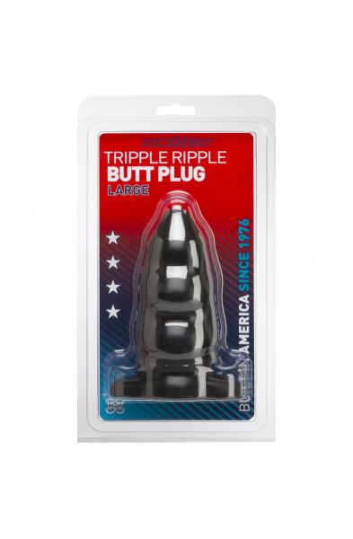 Triple Ripple Butt Plug - Large -Black
