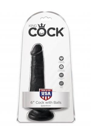 King Cock 6 Inch Cock With Balls - Black