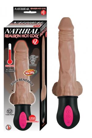 Natural Realskin Hot Cock #2 - With Balls - Brown