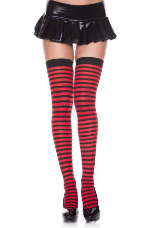 Striped Thigh Hi - One Size - Red / Black