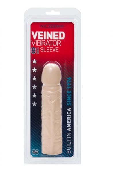 Veined Vibrator Sleeve 8 Inch - White