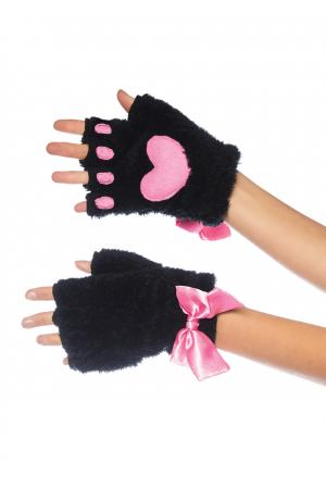 Adult Cat Paw Gloves Costume Accessory - Black