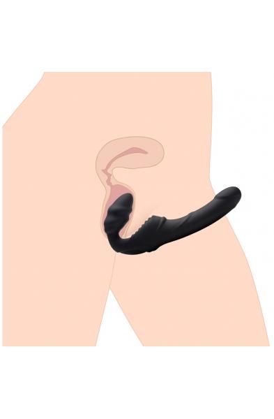 Slim Rider Ribbed Vibrating Silicone Strapless  Strap-On