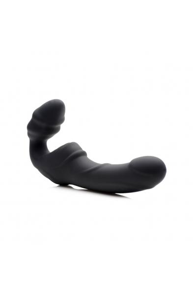 Slim Rider Ribbed Vibrating Silicone Strapless  Strap-On