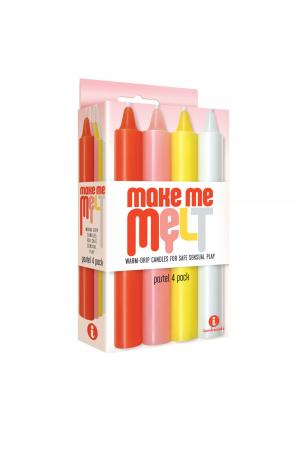 The 9's Make Me Melt Sensual Warm-Drip Candles 4 Pack - Pastel