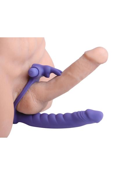 Double Delight Dual Insertion Vibrating  Rabbit Cock Ring