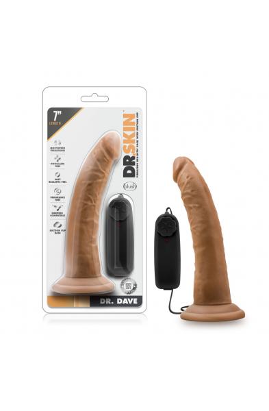Dr. Skin - Dr. Dave - 7 Inch Vibrating Cock With  Suction Cup - Mocha