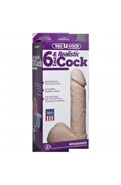 Vac-U-Lock 6 Inch Realistic Cock - White