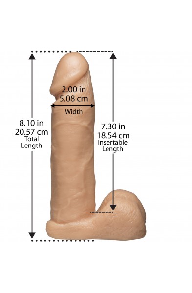 Vac-U-Lock 8 Inch Realistic Cock - White