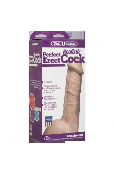 Vac-U-Lock Perfect Erect Realistic Cock - White