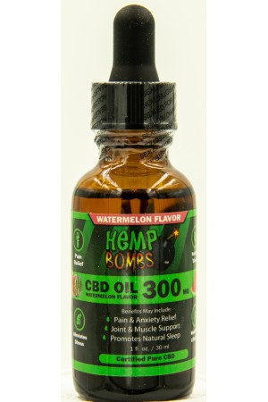Hemp Bombs Oil 300mg Watermelon Kush 1 Fl. Oz.