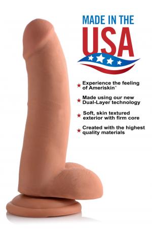 8 Inch Ultra Real Dual Layer Suction Cup Dildo - Medium Tone Skin