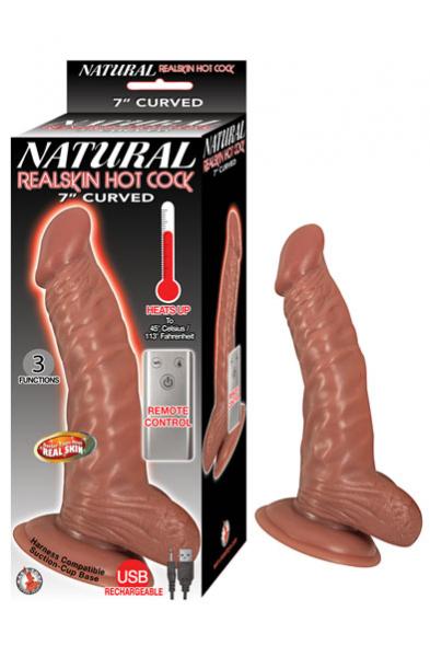Natural Realskin Hot Cock Curved 7 Inch - Brown