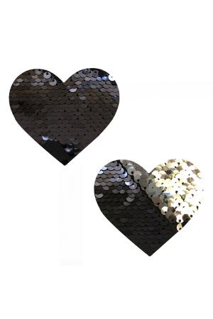 Sequin Medusa Magic Flip Black to Silver I Heart  U Nipztix Pasties