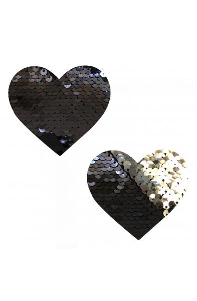 Sequin Medusa Magic Flip Black to Silver I Heart  U Nipztix Pasties