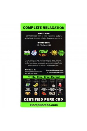 Hemp Bombs 125mg Hemp Vape Tank Cartidge - Artic Spearmint Blast 6 Ct Display