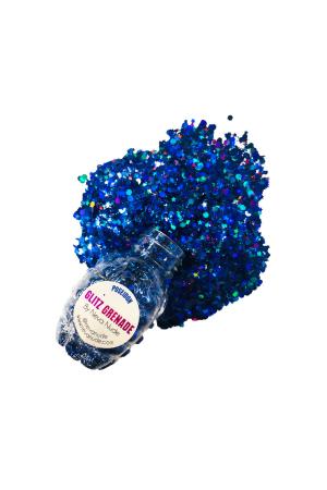 Poseidon Blue Cosmetic Glitter Glitz Grenade Keychain in Aloe Gel