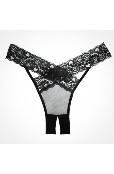 Adore Desire Dainty Sheer Crotchless Panty - One Size - Black